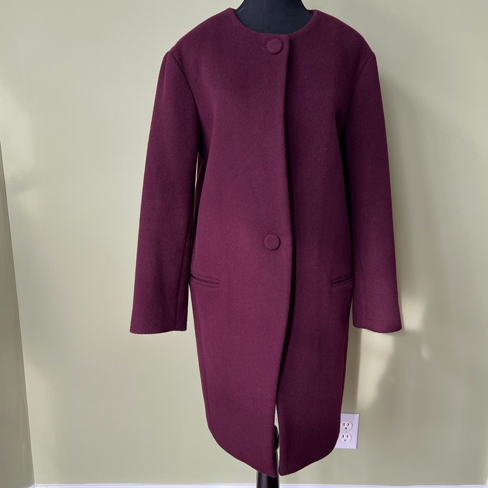 Club Monaco Gabita Collarless Two-Button Wool Classic Coat